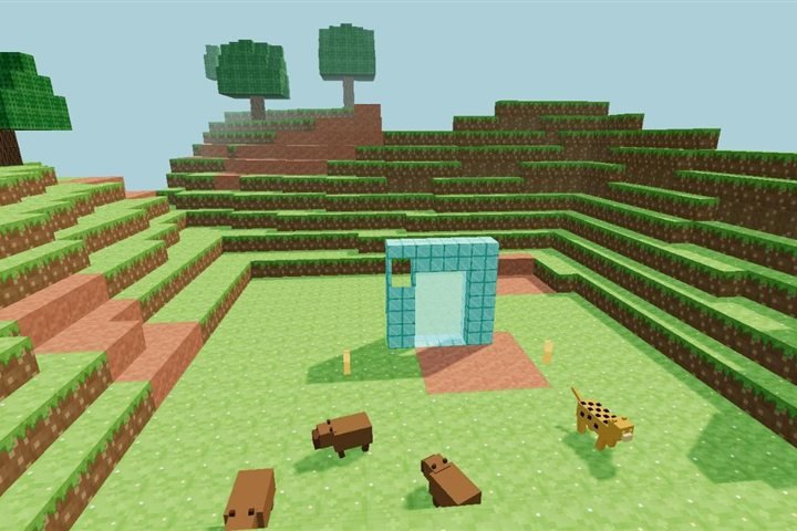 Minas Gerais no Vale dos Blocos: morros verdes, terra vermelha, capivaras e uma onça diante do portal de diamante