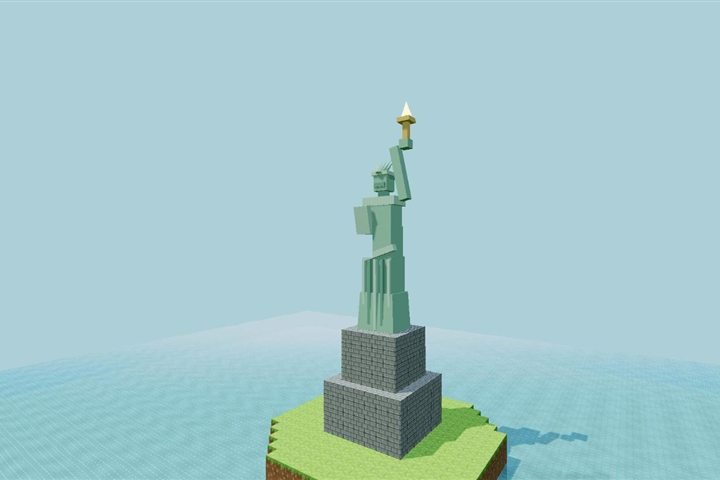 Nova York no Vale dos Blocos: a Estátua da Liberdade na ilha, no meio da baía