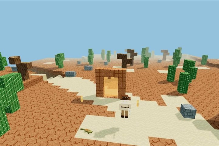Sertão no Vale dos Blocos: terra rachada, mandacarus, um calango e o Cangaceiro Fantasma diante do portal de cobre